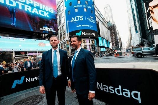 Eric Trump and Donald Trump Jr. at the Nasdaq